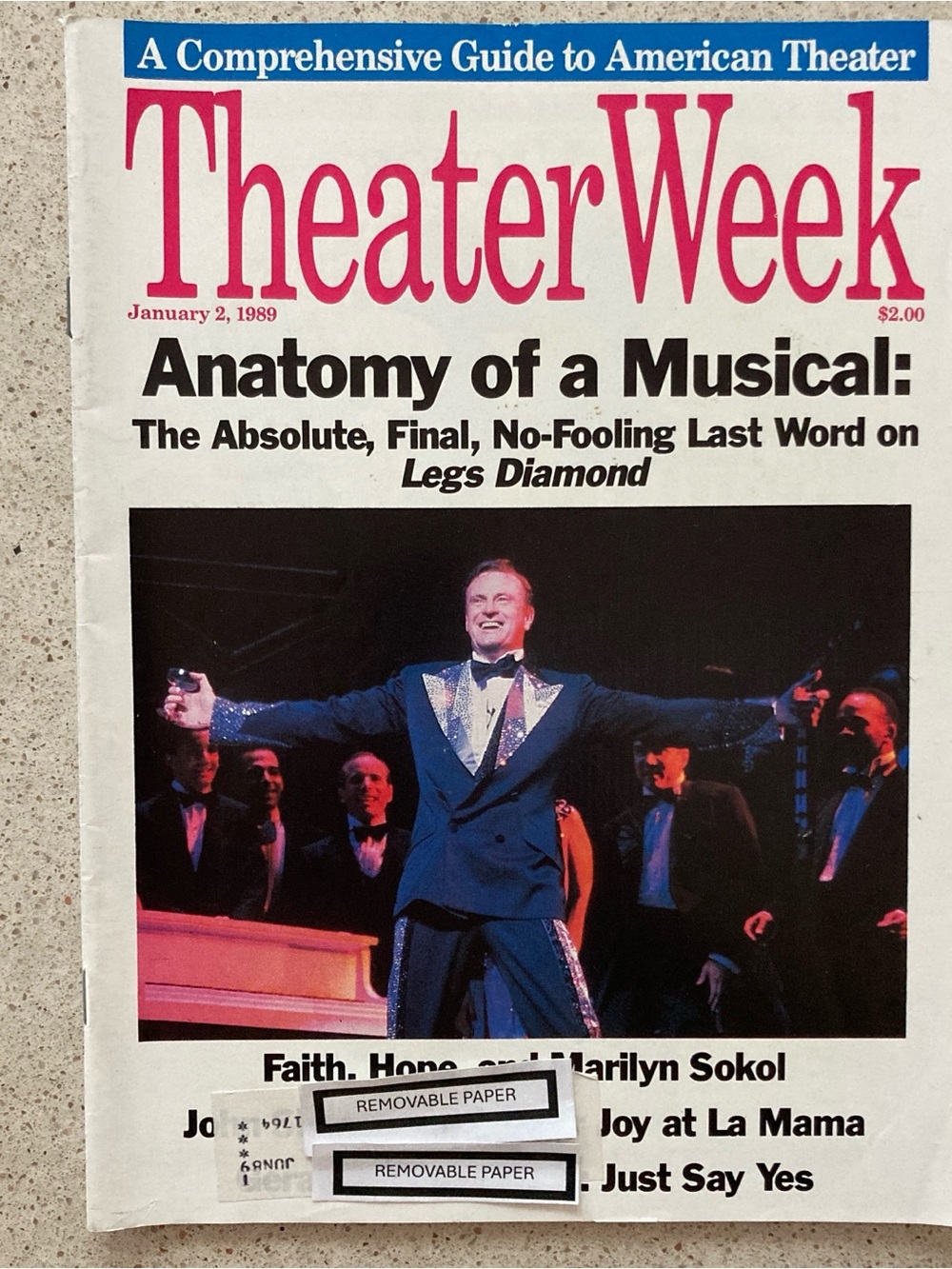 Peter Allen Legs Diamond Theater Week Magazine January 2 1989 Address Label